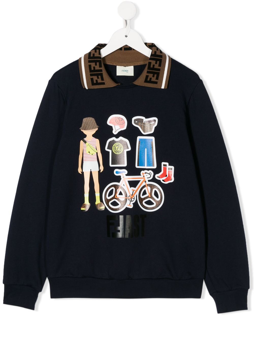 фото Fendi kids graphic-print collared sweatshirt