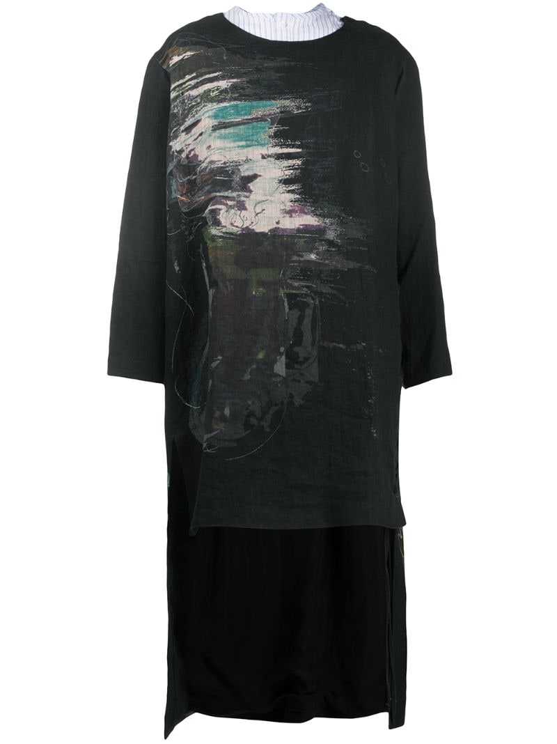 Yohji Yamamoto Longline Layered-look Top In Black