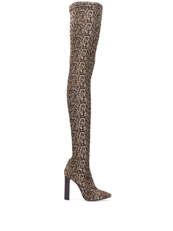 snakeskin boots thigh high