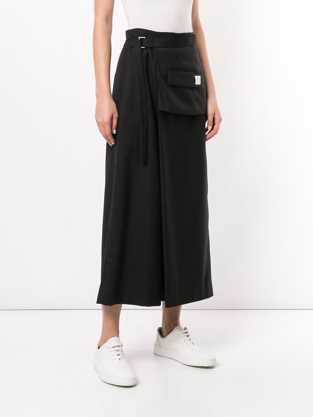 фото Re code wrap-front cropped wide-leg trousers