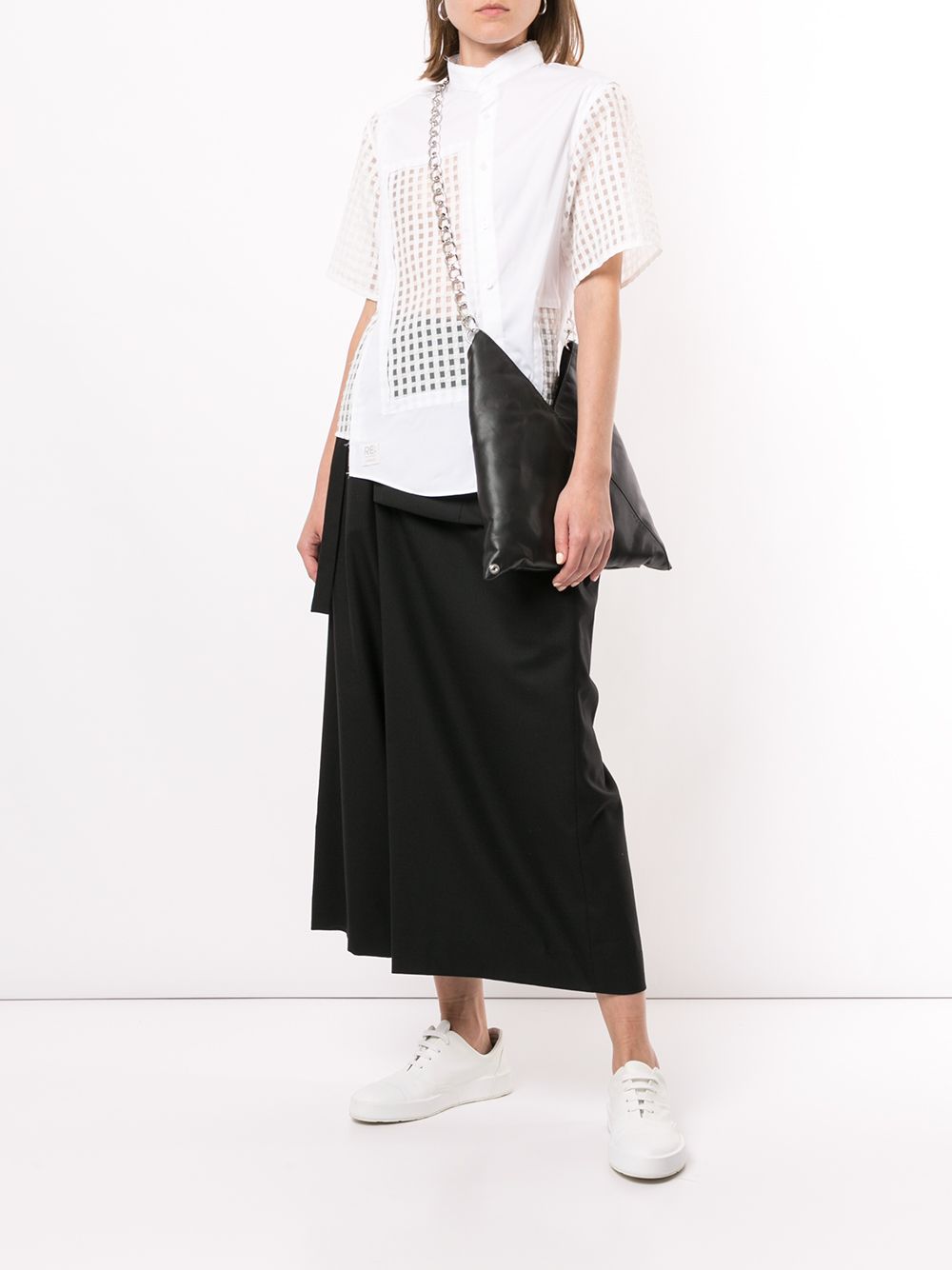 фото Re code tilted organza-panel asymmetric shirt