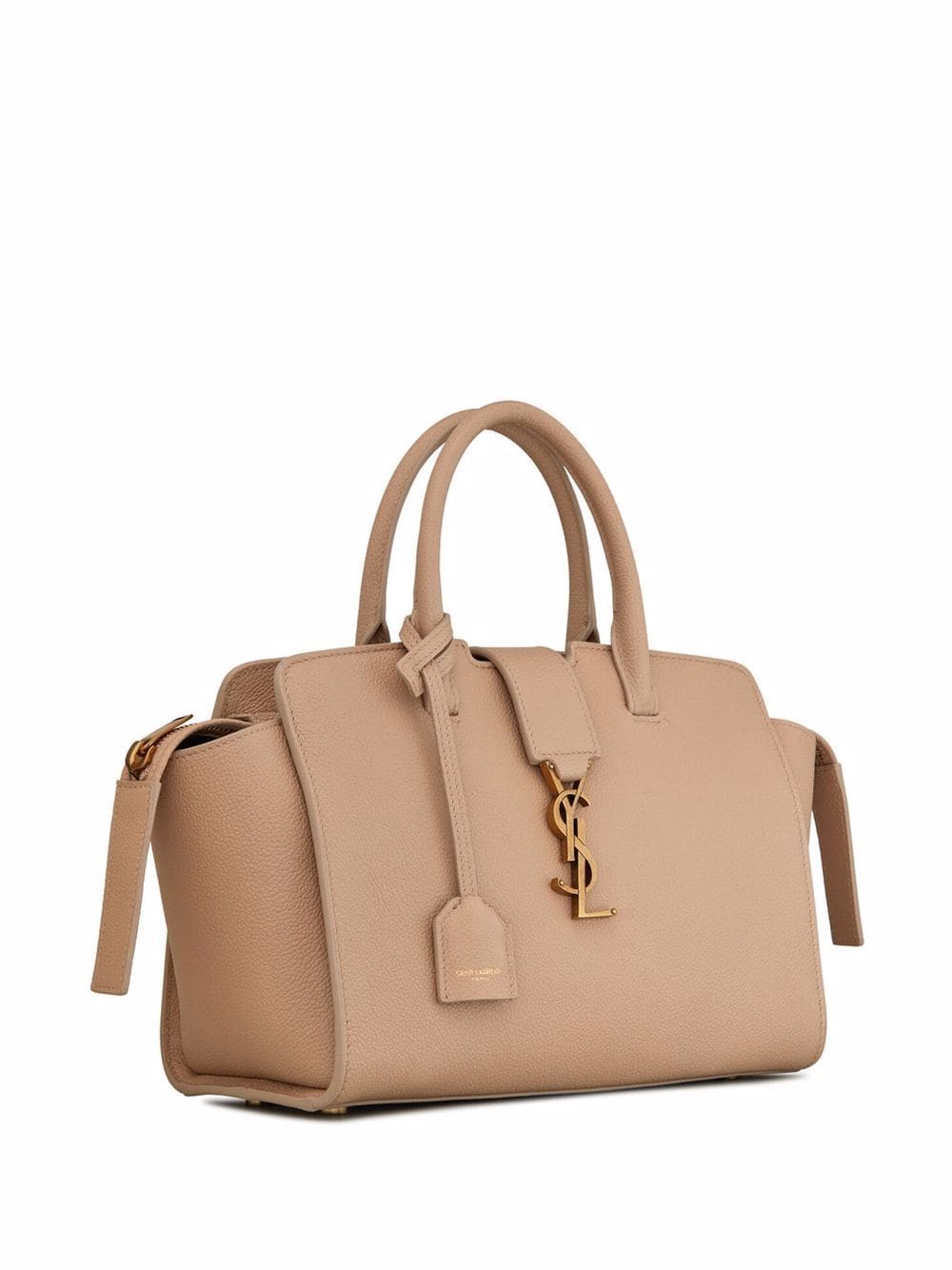 Shop Saint Laurent Downtown Baby Leather Tote Bag In Neutrals