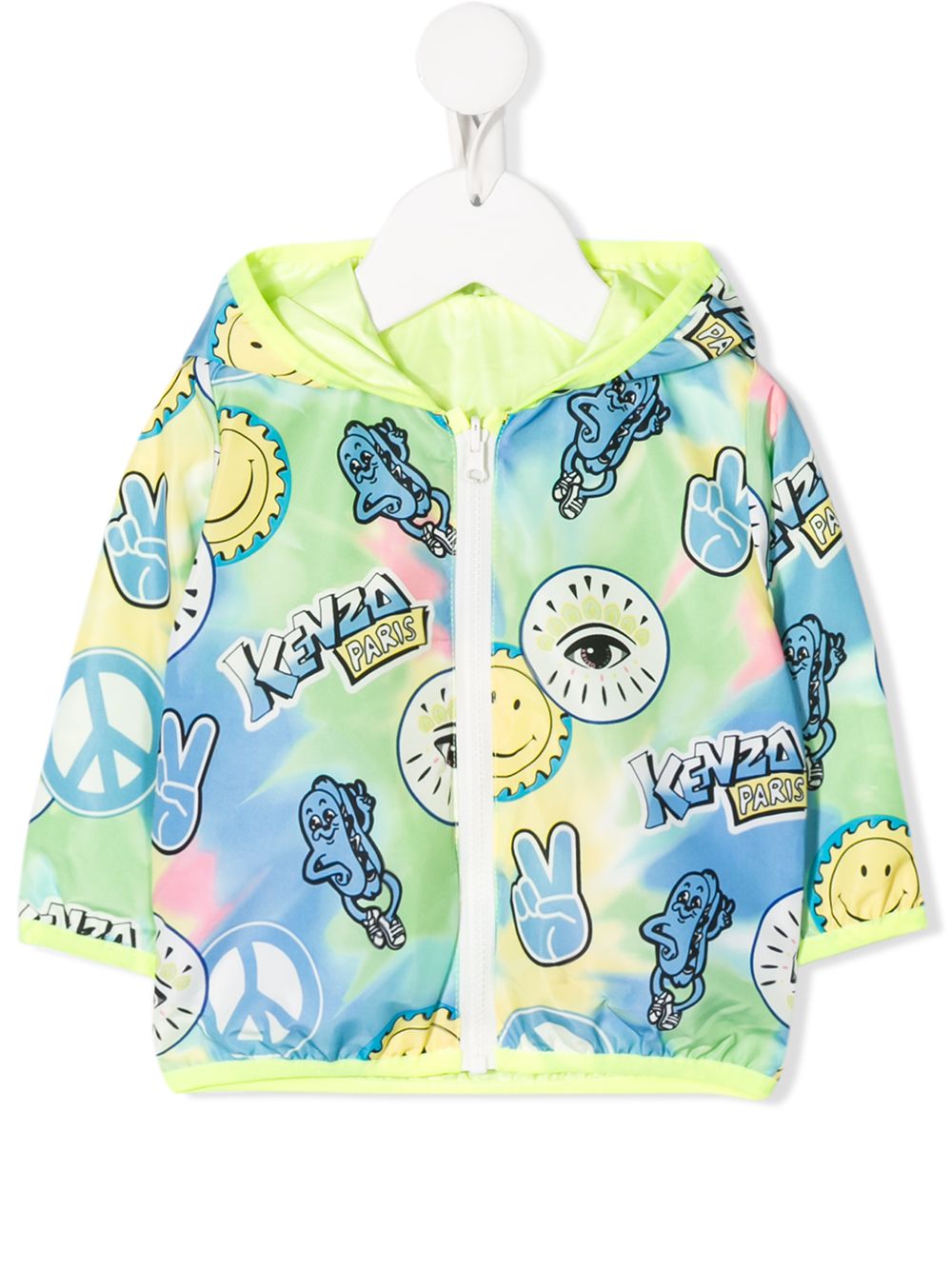 Kenzo Babies' Logo Hooded Jacket In Yellow