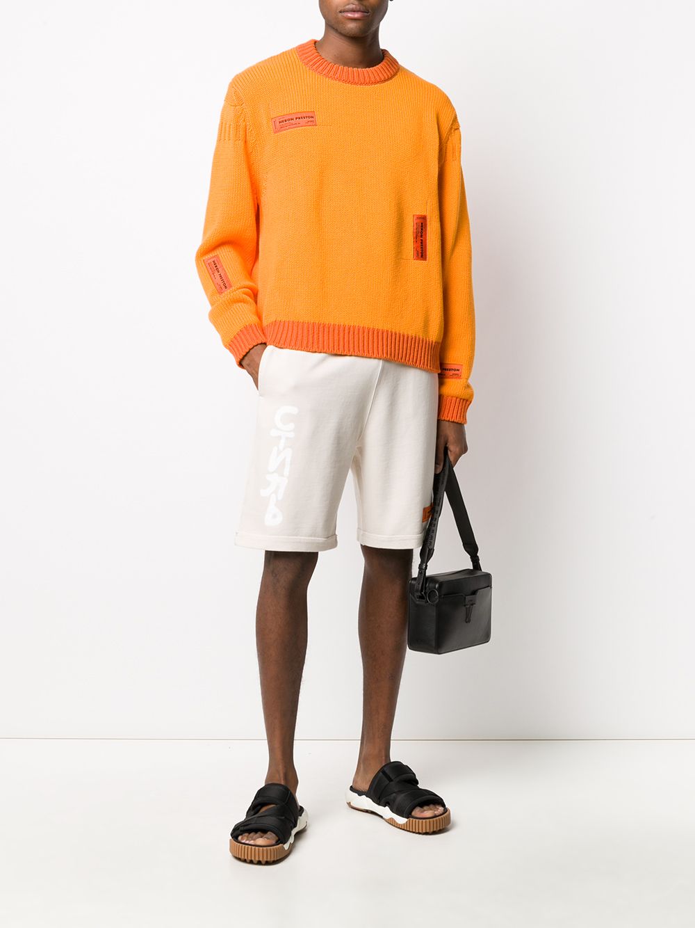 фото Heron preston logo patch track shorts