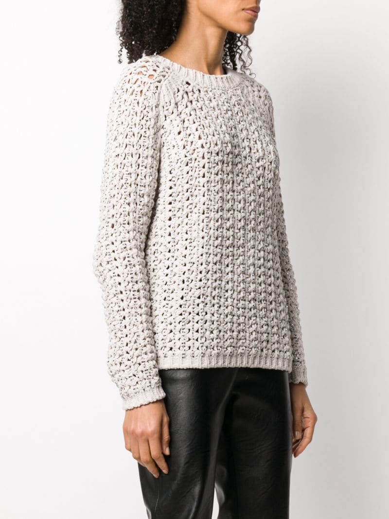 Shop Ermanno Scervino V-neck Loose Knit Jumper In Neutrals