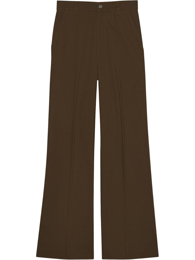 Shop Gucci Flared Trousers In Brown