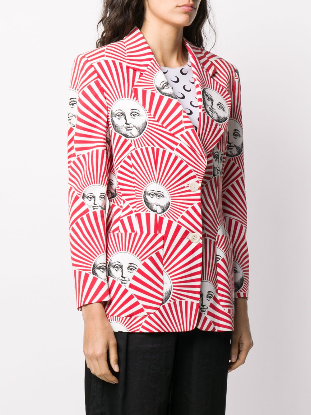 фото Fornasetti pre-owned 2000s striped face print blazer