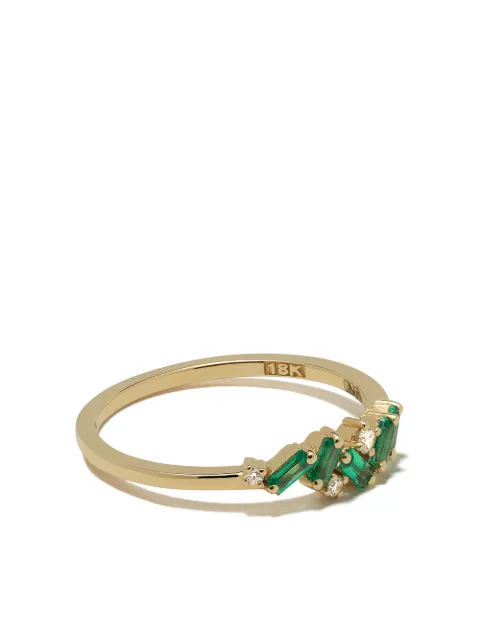 Suzanne Kalan 18kt yellow gold Fireworks emerald cluster ring
