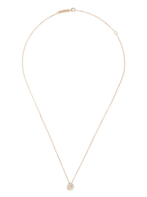 Suzanne Kalan 18kt rose gold round baguette diamond pendant necklace