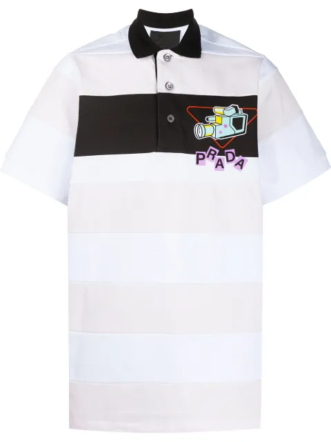 Prada oversized stripe polo shirt