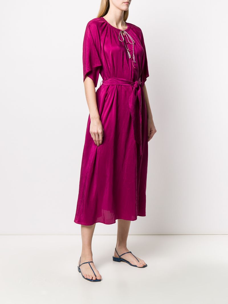 Shop Forte Forte Tie-waist Silk Dress In Pink