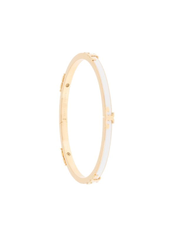 Shop gold & white Tory Burch Serif-T stackable bracelet with Express  Delivery - WakeorthoShops