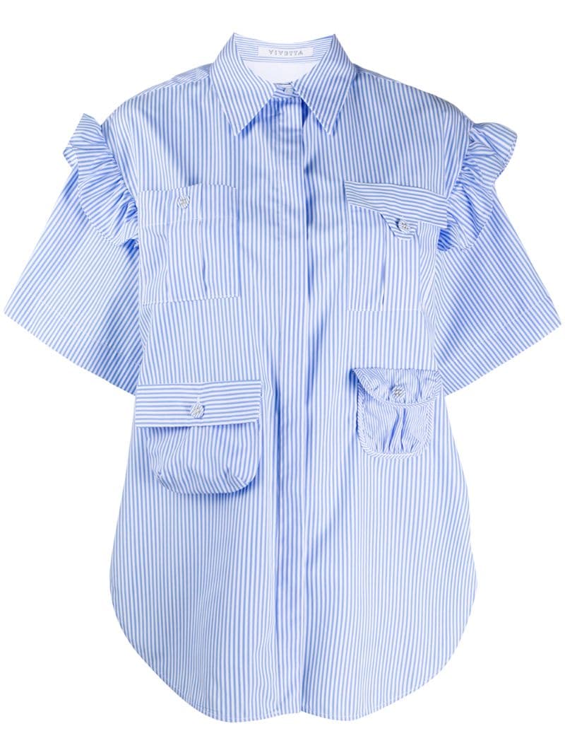 Vivetta Striped Oversized Shirt In Blue