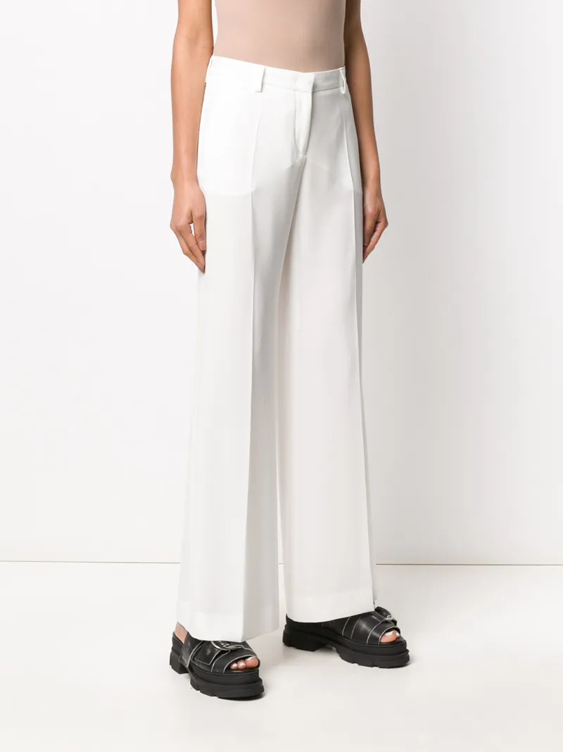 Shop Alberto Biani Flare Tailored Trousers In White