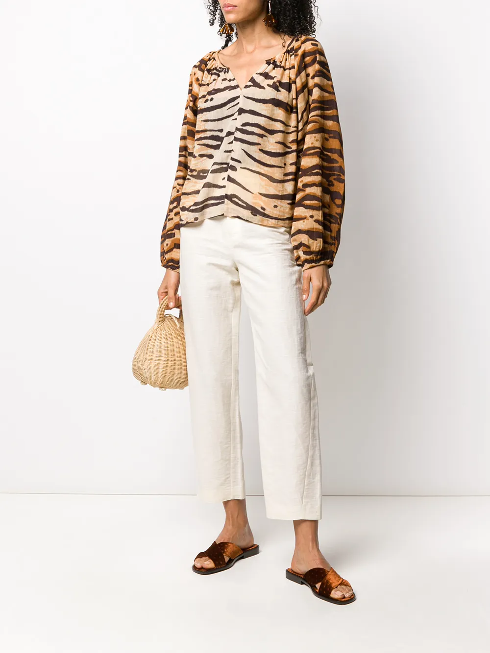 фото Mes demoiselles birmania tiger-print cotton blouse