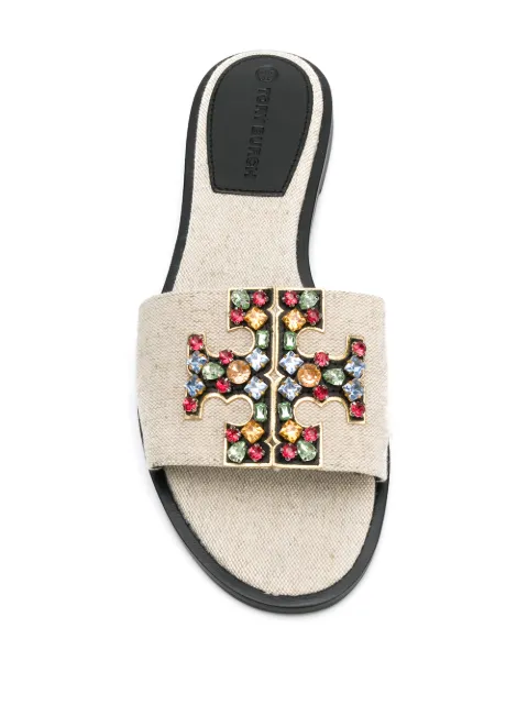 tory burch ines embellished flat slide sandals