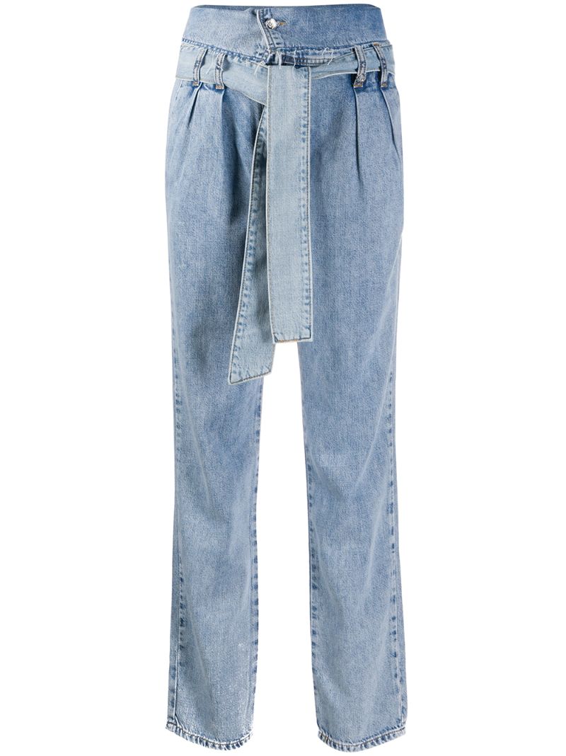 Liu •jo Foldover Top High-waisted Jeans In Blue