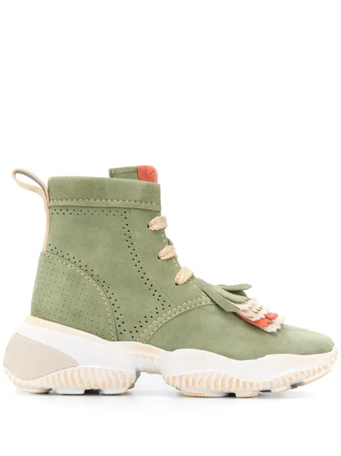 Hogan fringe-trimmed lace-up boots