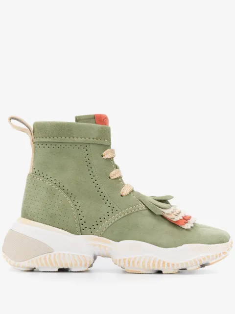 Hogan fringe-trimmed lace-up boots