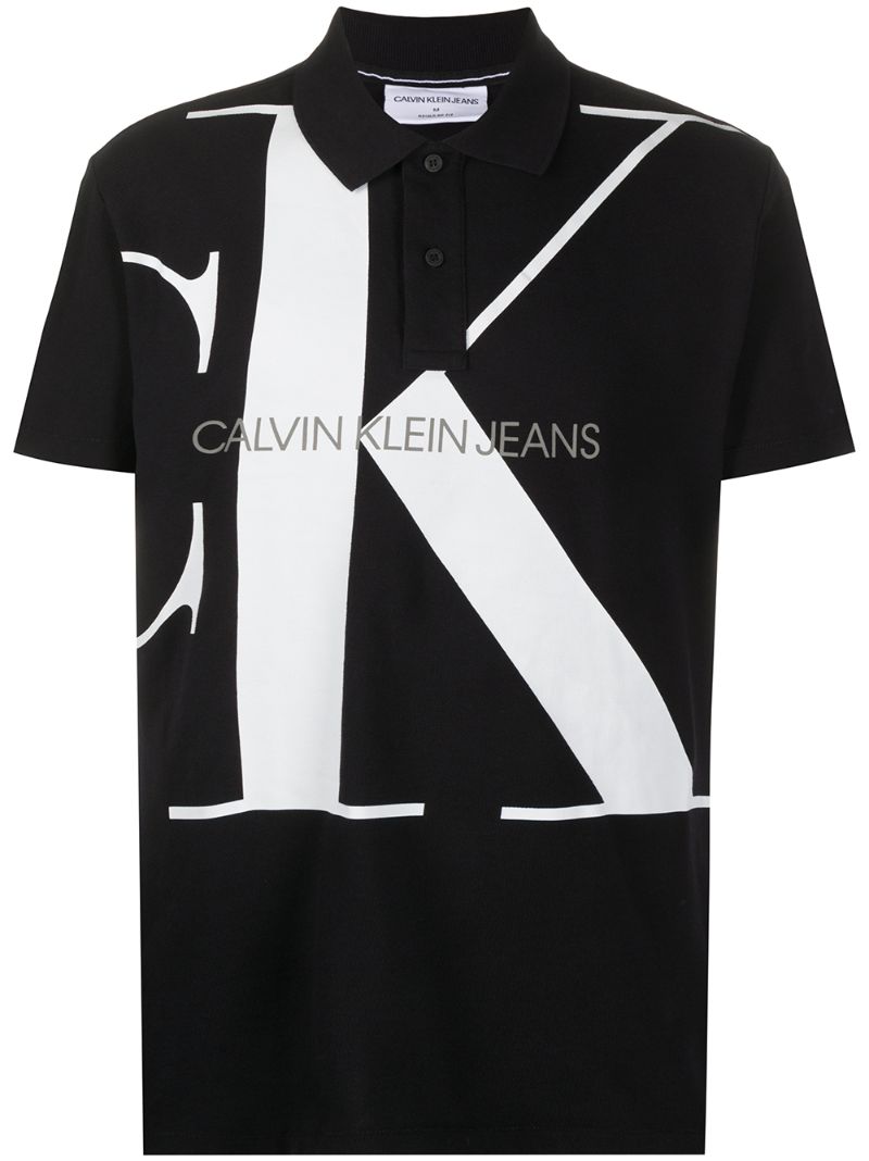Calvin Klein Jeans Est.1978 Enlarged Logo Polo Shirt In Black