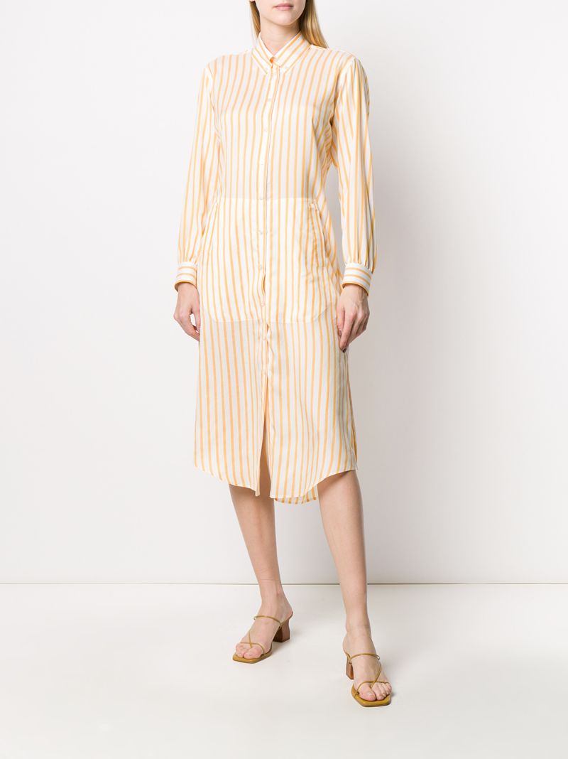 Shop Ferragamo Striped Shirt Dress In Yellow