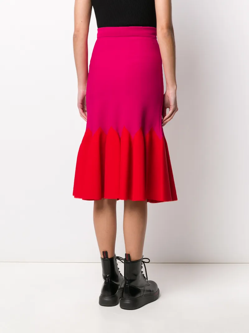 ALEXANDER MCQUEEN TWO-TONE PLEATED HEM SKIRT