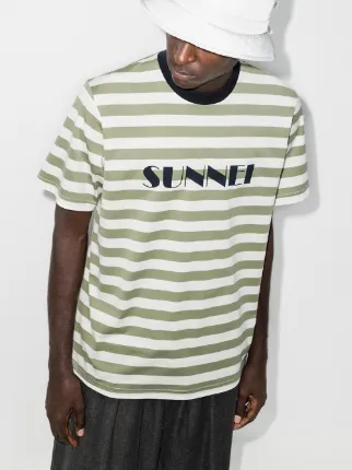 logo print striped cotton T-shirt展示图