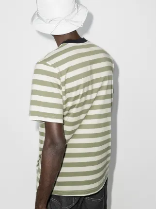 logo print striped cotton T-shirt展示图