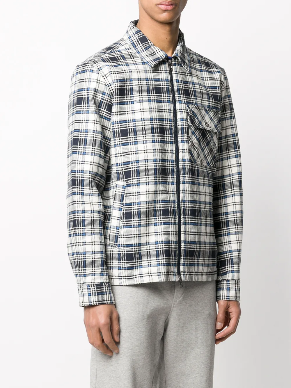  Woolrich Checkered Zipped Jacket   Blau 