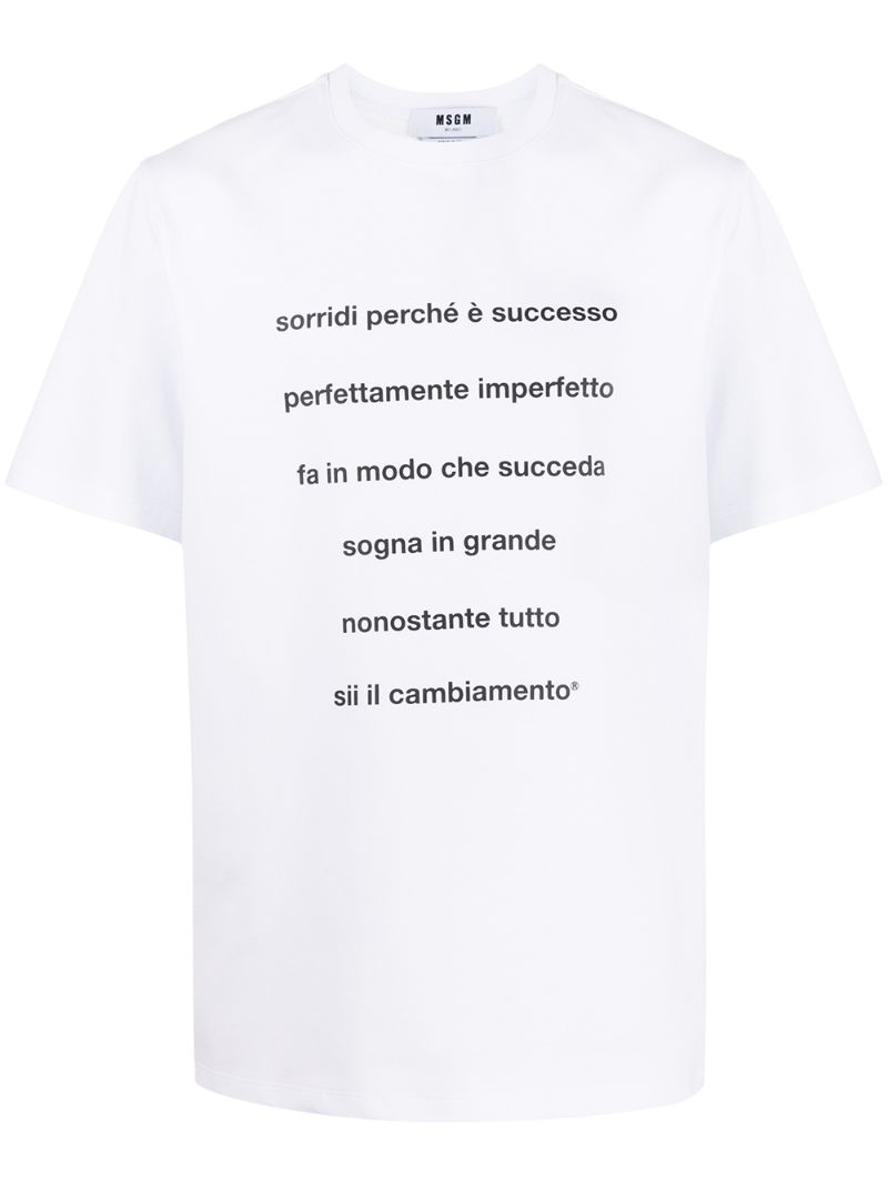 Msgm Slogan T-shirt In White