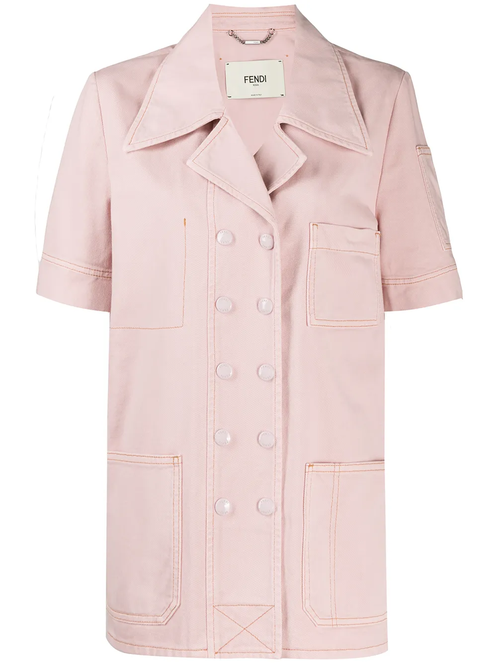 pink denim coat
