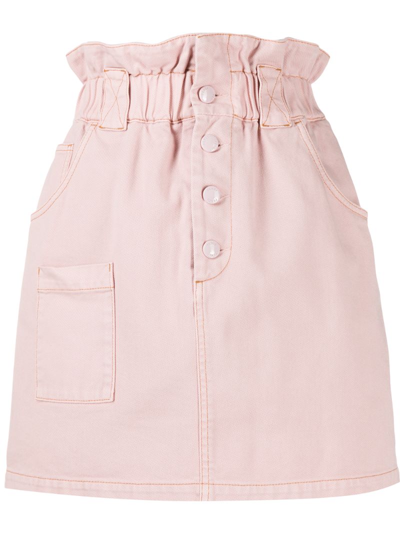 Shop Fendi High-waist Denim Skirt In Pink