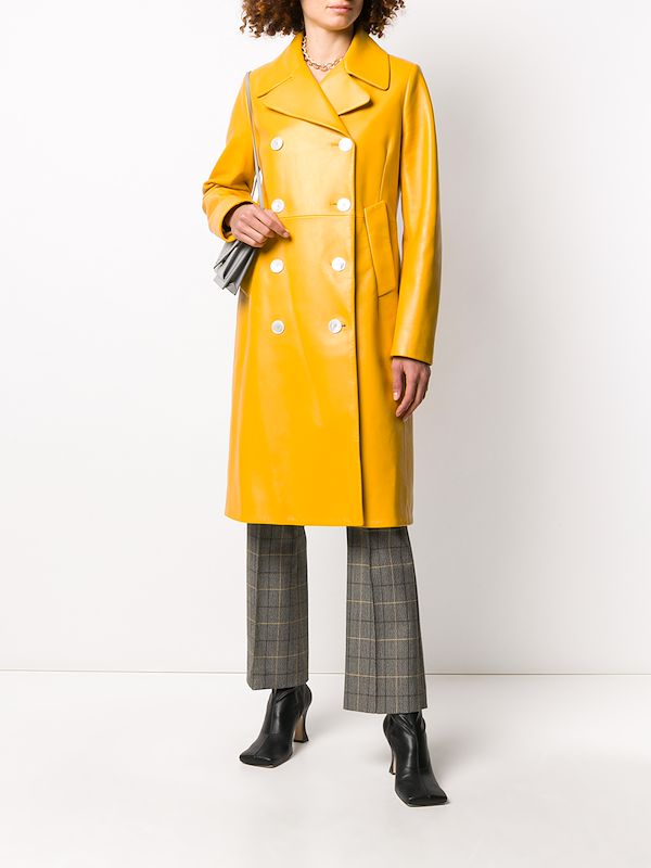 prada double breasted yellow coat