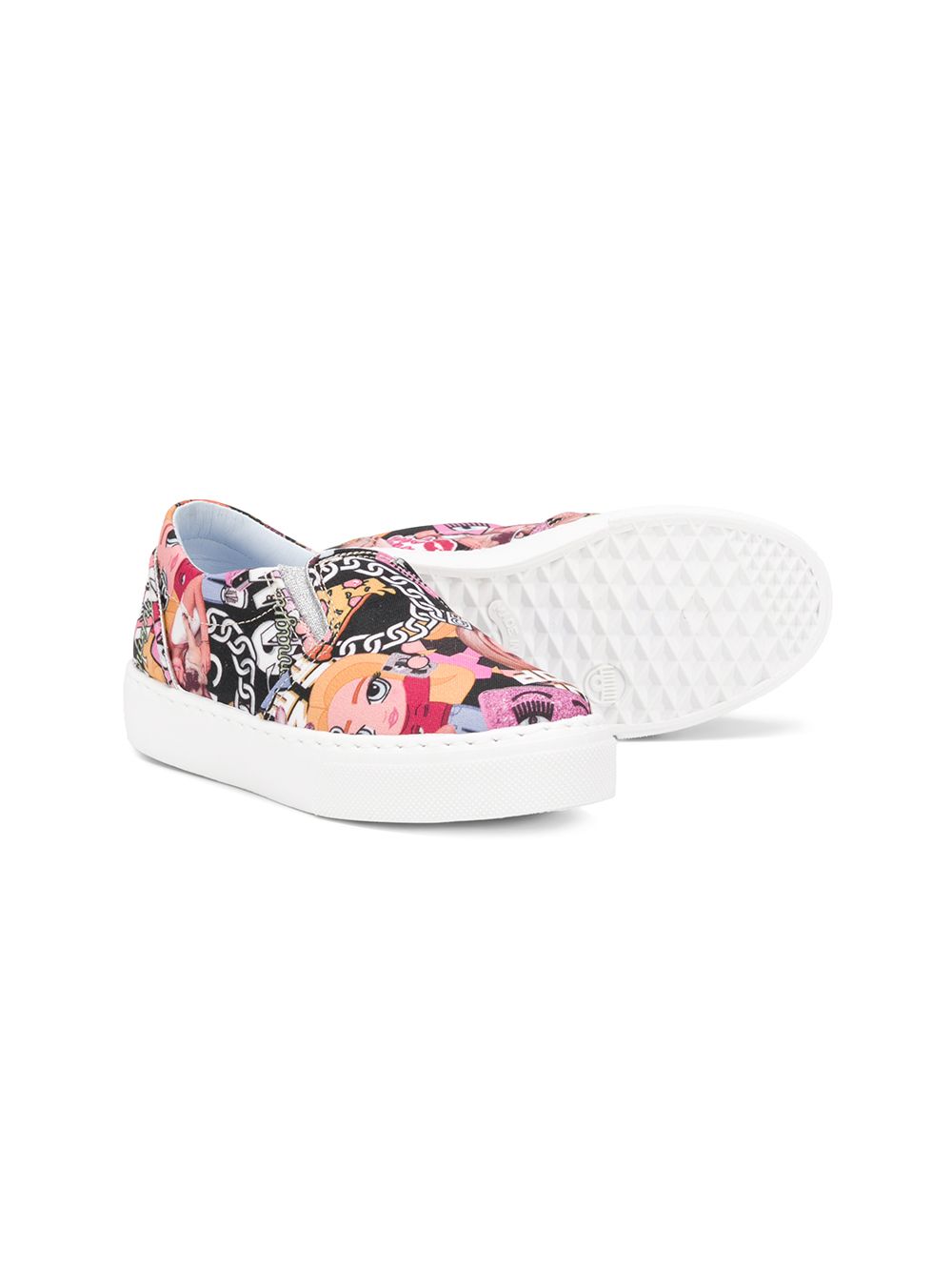 фото Chiara ferragni kids round toe collage print sneakers