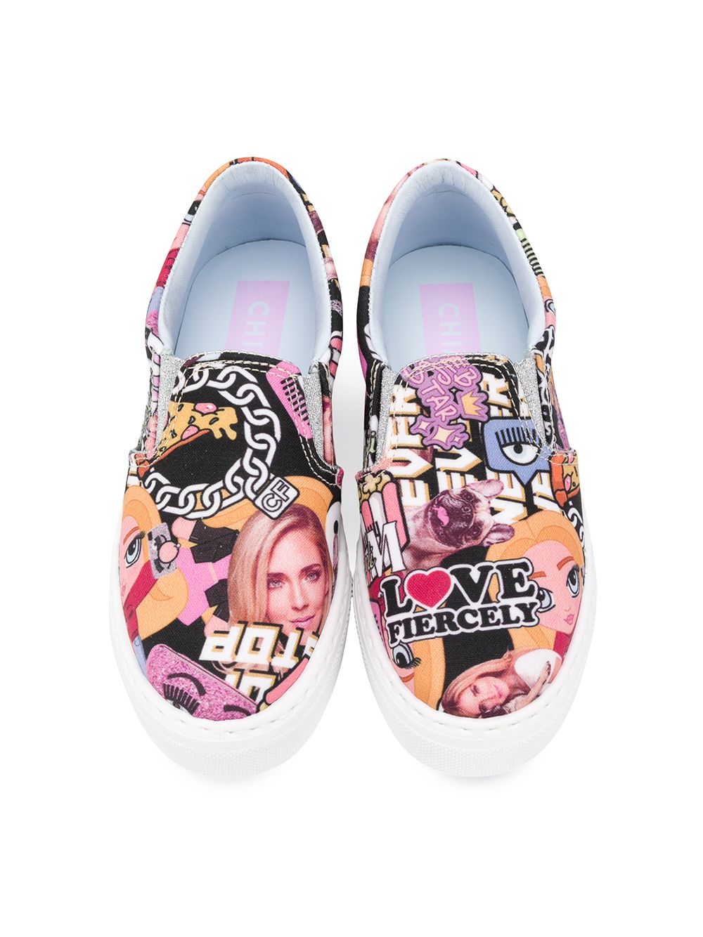 фото Chiara ferragni kids round toe collage print sneakers