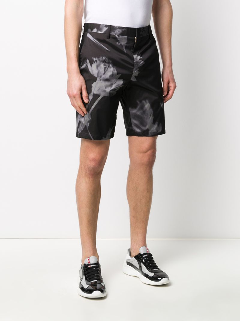 Shop Paul Smith Floral Printed Tailored Shorts In Black