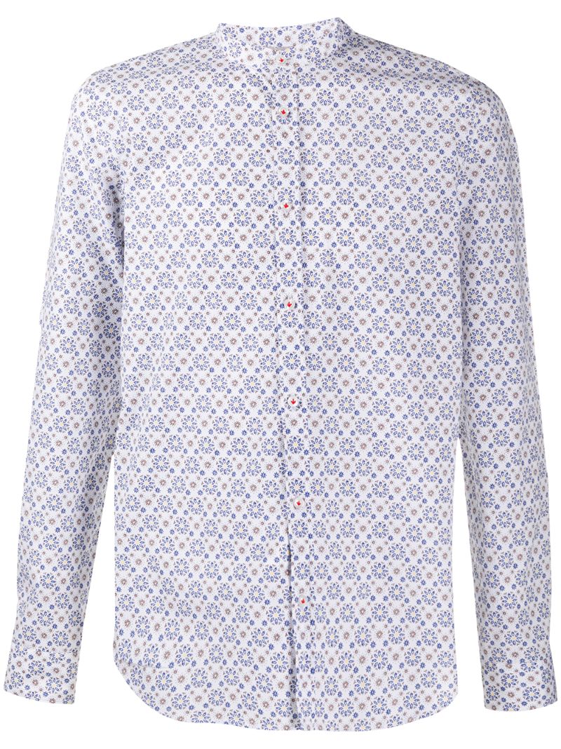 Manuel Ritz Floral-print Buttoned Shirt In White