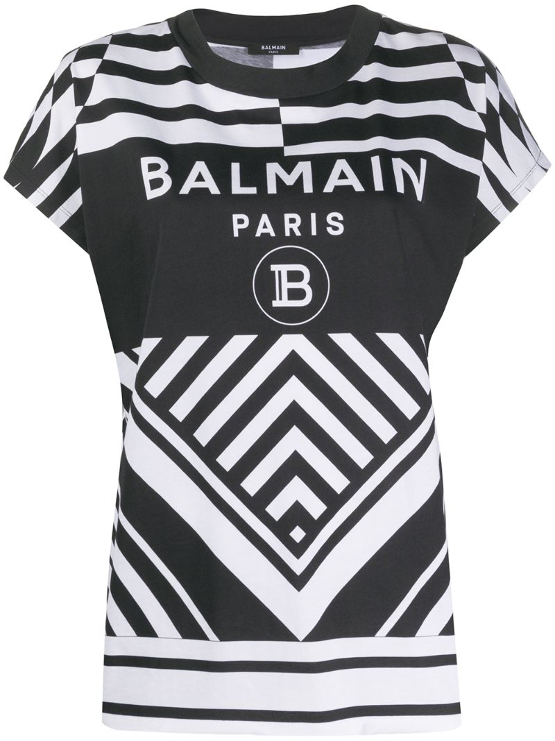 Shop Balmain Logo Print T-shirt In Black