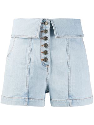 high rise blue jean shorts