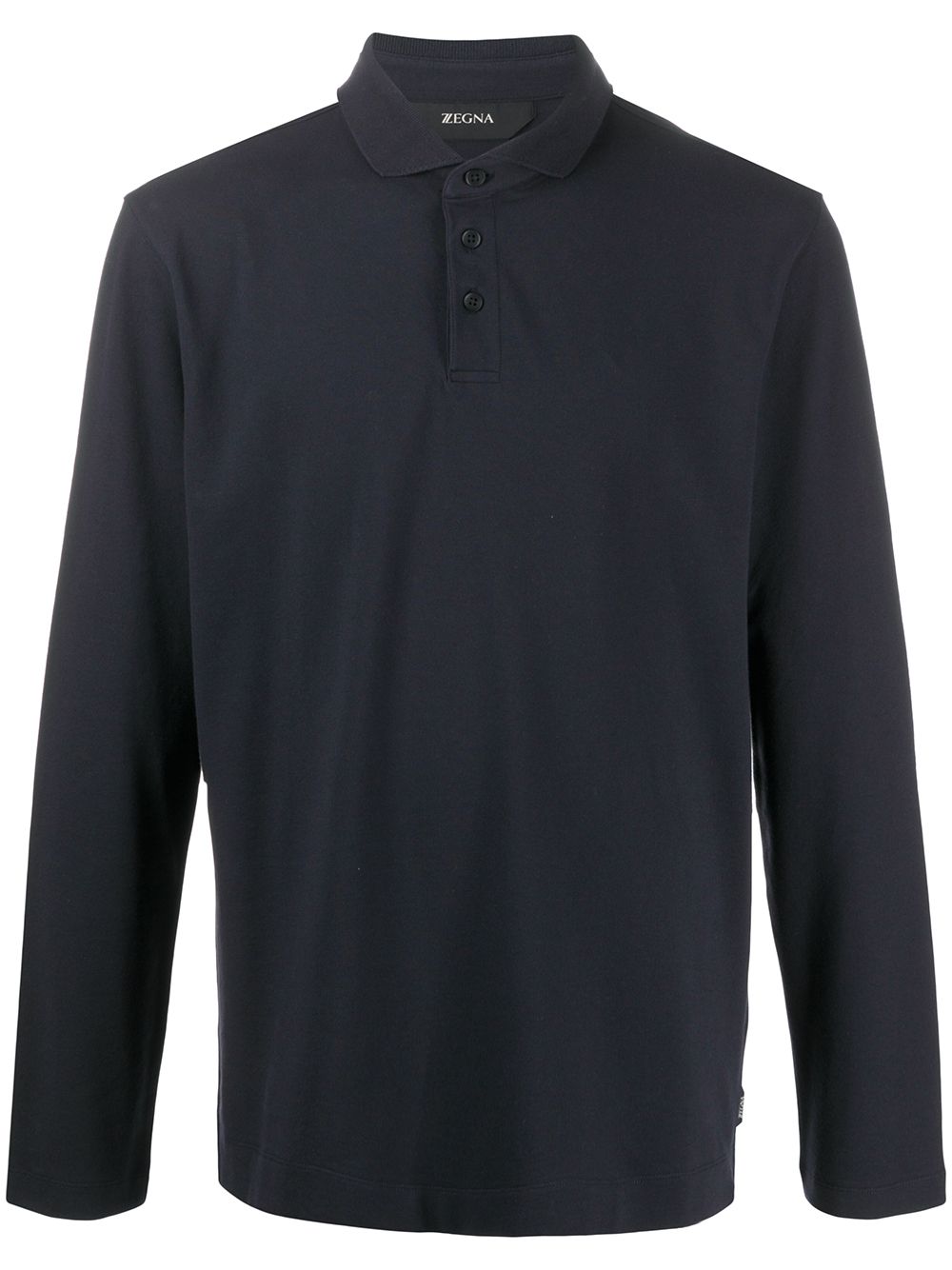 Z Zegna Long Sleeve Polo Shirt In Blue