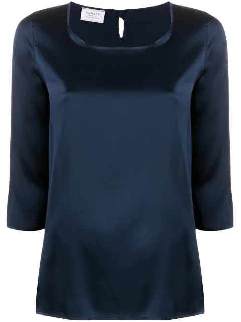 Wild Cashmere 3/4 sleeves round-neck blouse