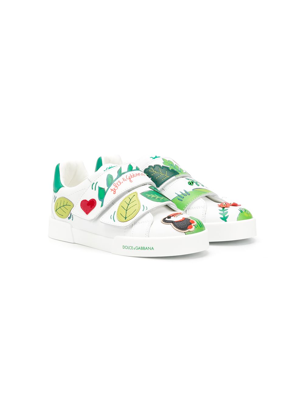 

Dolce & Gabbana Kids tenis bajos con motivo tropical - Blanco