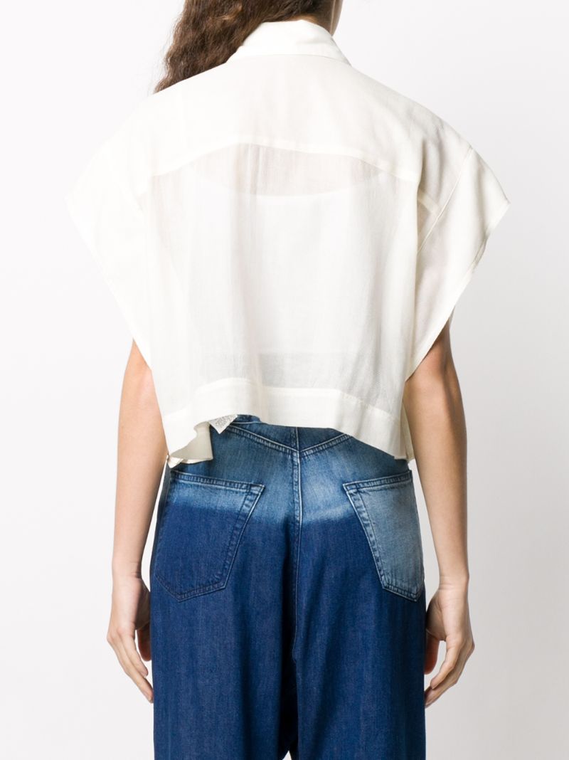 Shop Y's Cropped Button Shirt In White