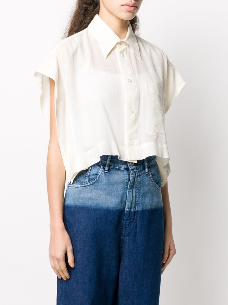 Shop Y's Cropped Button Shirt In White