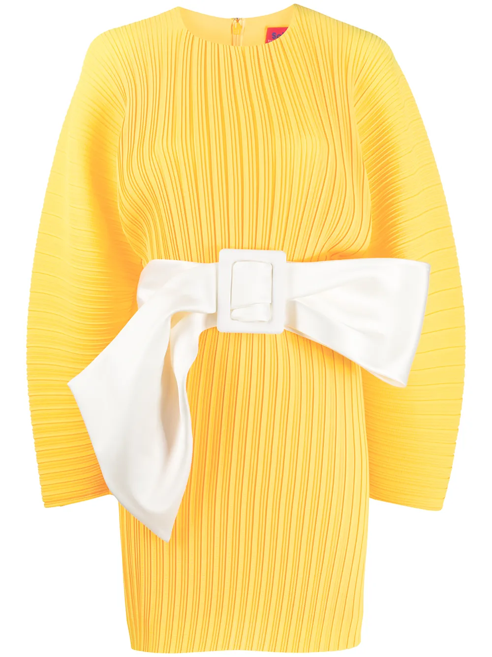 pleated orange dress