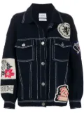 Barrie patched knitted jacket - Blue
