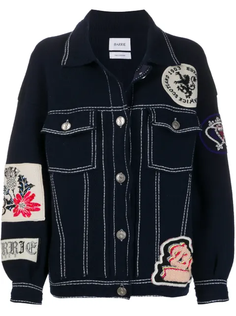 Barrie patched knitted jacket
