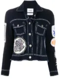 Barrie patched knitted jacket - Blue