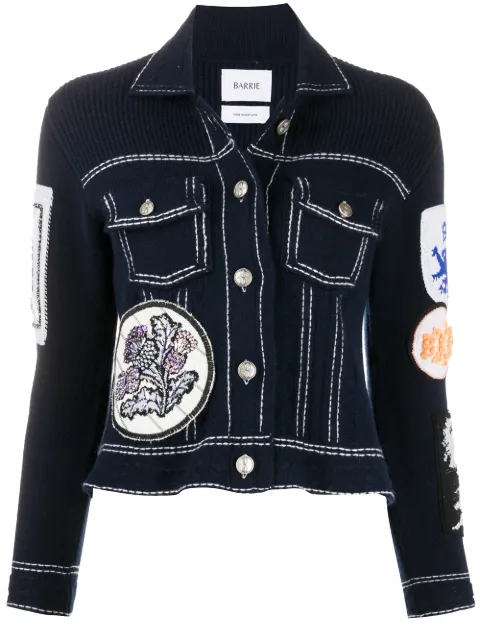 Barrie patched knitted jacket