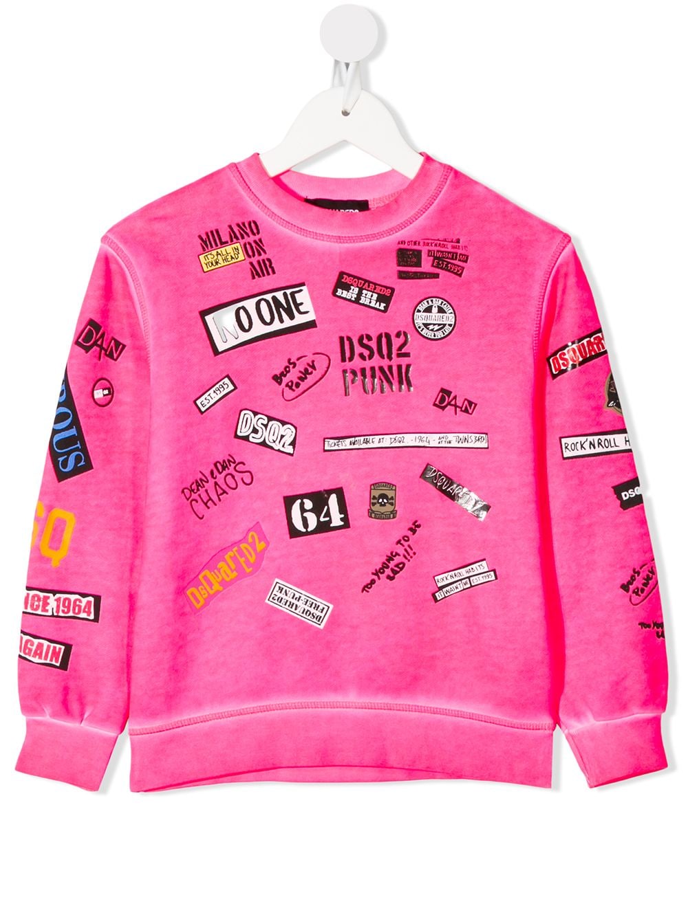 Dsquared2 Kids' Motif-print Bleached Sweatshirt In Pink
